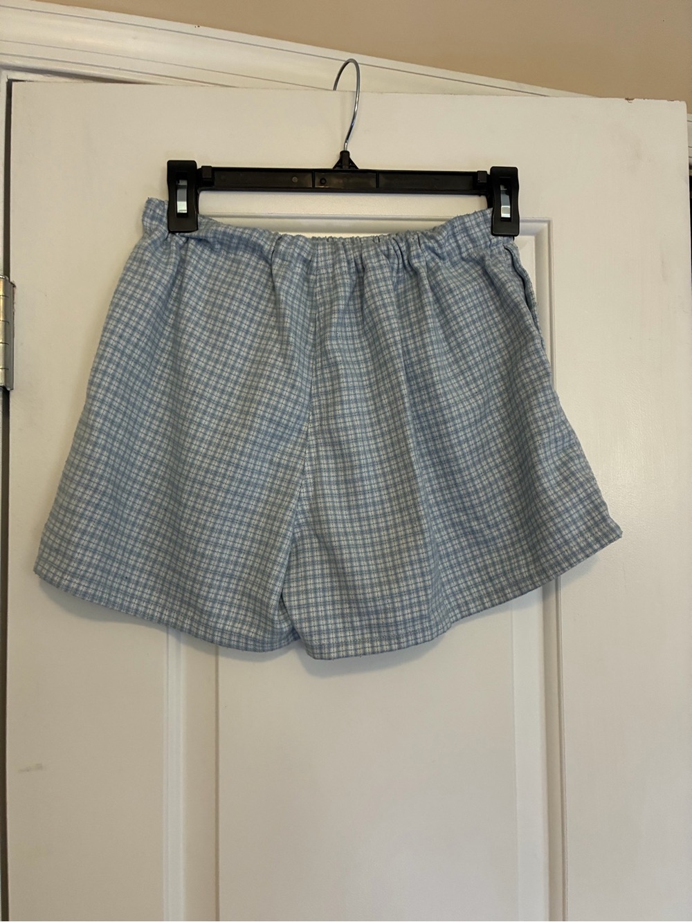 Brandy Melville Light Blue Plaid Elastic-Waist Shorts